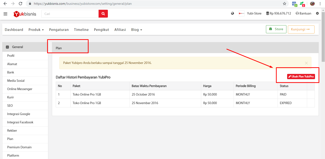 Cara Untuk Memperpanjang Paket Yubi Pro